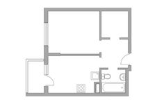 Планировка 1-комнатной квартиры, 35,1 м2