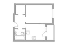 Планировка 1-комнатной квартиры, 33,6 м2