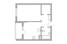 Планировка 1-комнатной квартиры, 38,6 м2