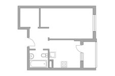 Планировка 1-комнатной квартиры, 34,4 м2