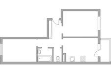 Планировка 2-комнатной квартиры, 50,8 м2
