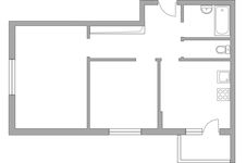 Планировка 2-комнатной квартиры, 52,6 м2