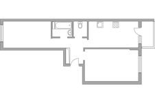Планировка 2-комнатной квартиры, 54,5 м2