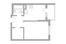 Планировка 1-комнатной квартиры, 34,4 м2
