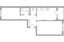 Планировка 2-комнатной квартиры, 51 м2