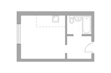 Планировка квартиры студии, 22,5 м2