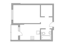 Планировка 1-комнатной квартиры, 35 м2