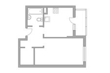 Планировка 1-комнатной квартиры, 39 м2