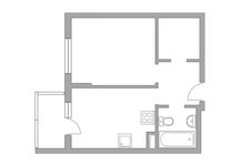 Планировка 1-комнатной квартиры, 35,1 м2