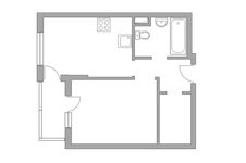 Планировка 1-комнатной квартиры, 35,7 м2