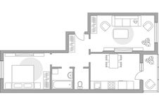 Планировка 2-комнатной квартиры, 55,2 м2