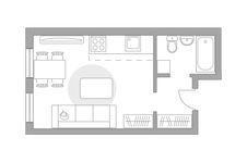 Планировка квартиры студии, 23,4 м2