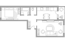 Планировка 2-комнатной квартиры, 51,7 м2
