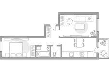 Планировка 2-комнатной квартиры, 54,4 м2