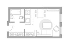 Планировка квартиры студии, 26,3 м2