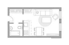 Планировка квартиры студии, 26,6 м2