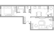 Планировка 2-комнатной квартиры, 50,8 м2