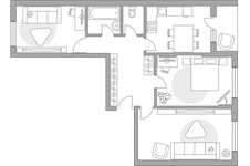 Планировка 3-комнатной квартиры, 71,5 м2