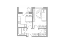 Планировка 1-комнатной квартиры, 37,2 м2