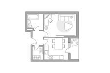 Планировка 1-комнатной квартиры, 39 м2