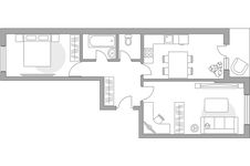 Планировка 2-комнатной квартиры, 59,2 м2