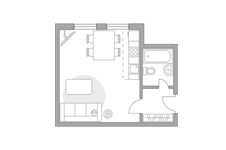 Планировка квартиры студии, 28 м2
