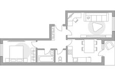 Планировка 2-комнатной квартиры, 51,3 м2