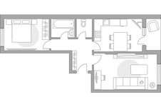 Планировка 2-комнатной квартиры, 51,2 м2