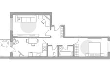 Планировка 2-комнатной квартиры, 54,5 м2