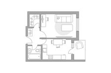 Планировка 1-комнатной квартиры, 34,7 м2
