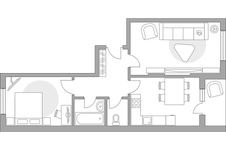 Планировка 2-комнатной квартиры, 55,1 м2