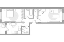 Планировка 2-комнатной квартиры, 57,7 м2