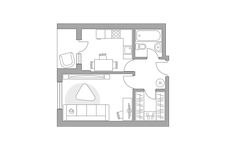 Планировка 1-комнатной квартиры, 35 м2