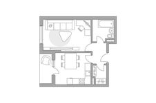 Планировка 1-комнатной квартиры, 38,6 м2