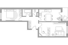 Планировка 2-комнатной квартиры, 58,8 м2
