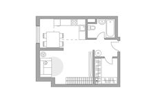 Планировка квартиры студии, 50,6 м2