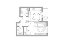 Планировка 1-комнатной квартиры, 39 м2