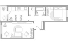 Планировка 2-комнатной квартиры, 54,3 м2
