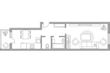 Планировка 1-комнатной квартиры, 42,6 м2