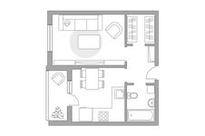 Планировка 1-комнатной квартиры, 38,8 м2
