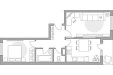 Планировка 2-комнатной квартиры, 51 м2