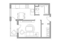 Планировка 1-комнатной квартиры, 35,7 м2