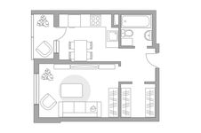 Планировка 1-комнатной квартиры, 34,8 м2