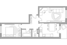 Планировка 2-комнатной квартиры, 51 м2