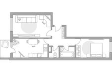 Планировка 2-комнатной квартиры, 54,1 м2