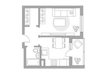 Планировка 1-комнатной квартиры, 32,9 м2