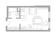 Планировка квартиры студии, 26 м2