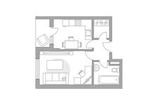 Планировка 1-комнатной квартиры, 35,1 м2