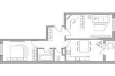 Планировка 2-комнатной квартиры, 58,7 м2