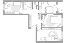 Планировка 3-комнатной квартиры, 71,1 м2